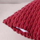 Axyaa Red Corduroy Cushion Cover for Home Sofa Bed - Soft Solid Pillowcase