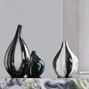 Axyaa Glass Vase: Black White Ink High End Big Belly Small Mouth Home Decor
