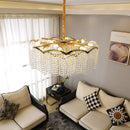 Axyaa Gold Crystal Chandelier for High Ceiling Villa Décor