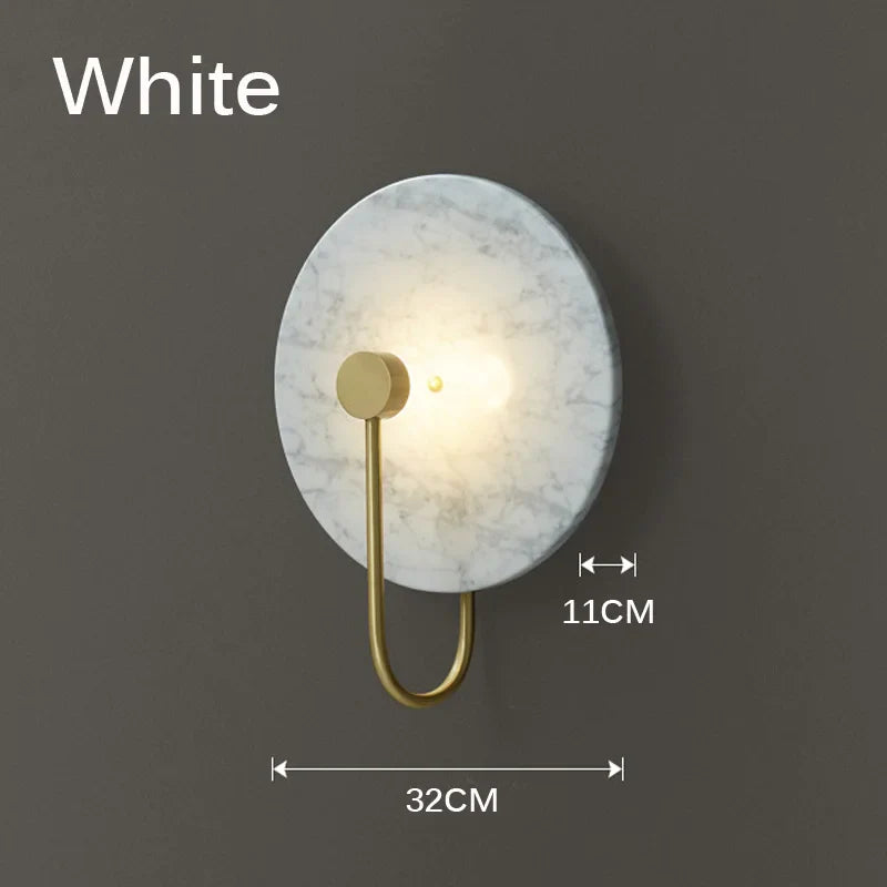 Axyaa Scandinavian Minimalist Black White Wall Lamp - Retro Green Marble Bedside LED