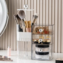 Axyaa Auto Lift Makeup Organizer: Dustproof Cosmetic Storage for Brushes, Lipsticks, Eyeshadow