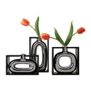 Silver Ceramic Vase Frame for Home Decor by Axyaa