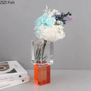 Axyaa Geometric Glass Vase with Artificial Flowers - Modern Decor & Crystal Vases