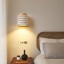 Axyaa LED Pull Chain Wall Light in Yellow Travertine Wood Finish