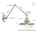Axyaa Vintage Industrial Style Wall Sconce Lamp, Long Arm Adjustable LED, Pull Chain Switch