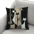 Axyaa Cat Print Linen Pillowcase 45x45cm Home Decor Cushion Cover