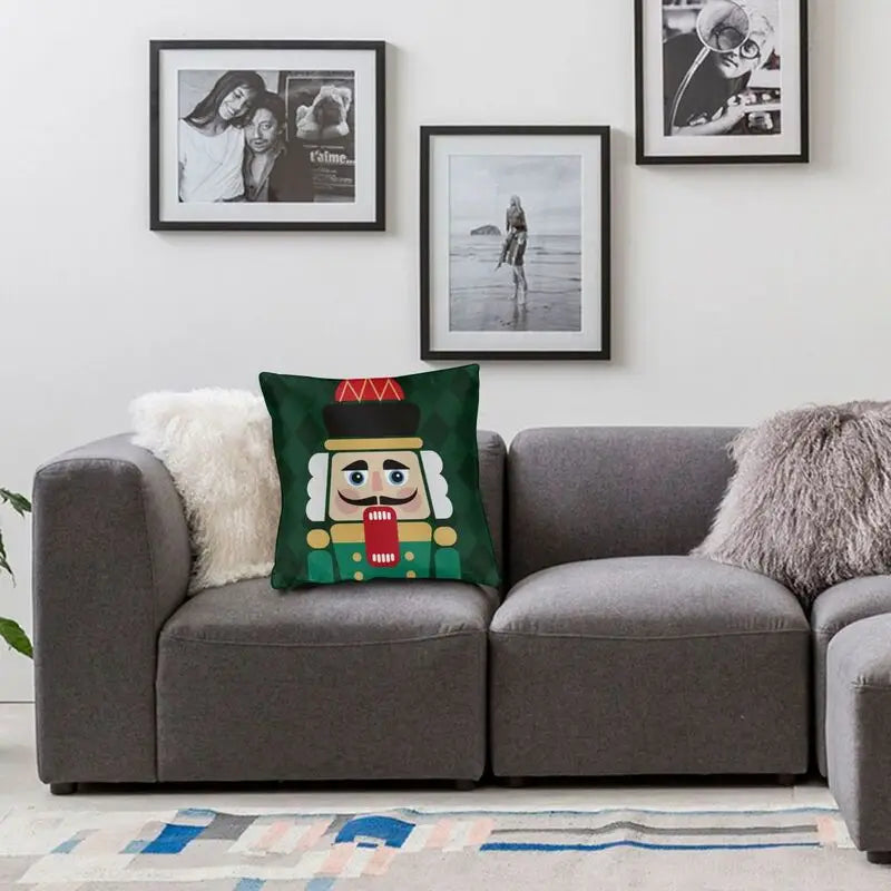 Nutcracker Doll Cushion Cover - Axyaa Square Throw Pillow for Christmas Home Decor