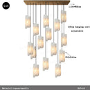 Axyaa Natural Cloud Copper Stone Chandelier for Staircase & Living Room