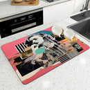 Axyaa Geometric Flower Coffee Cup Drying Mat, Non-slip & Absorbent Kitchen Counter Mat