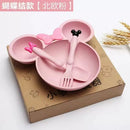Axyaa Kids Wheat Straw Tableware Set: Plate, Bowl, Spoon, Fork - Kindergarten Feeding Essentials