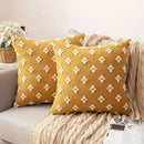 Axyaa Yellow Star Decor Cushion Cover - 45*45 Cotton Pillow Case Home Decor