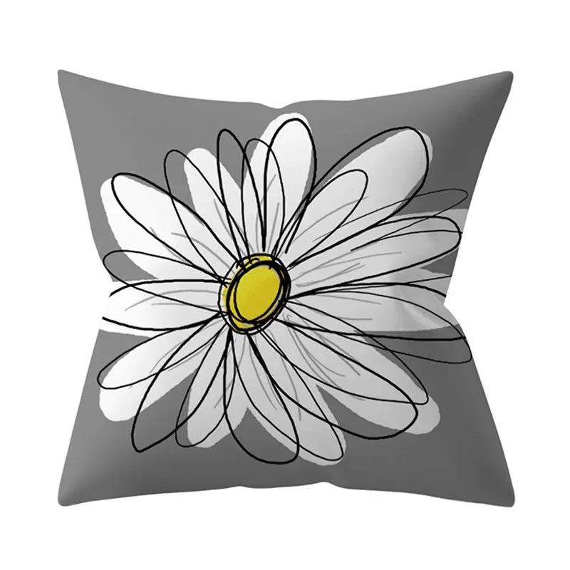 Axyaa Yellow Floral Geometric Cushion Cover 45x45cm