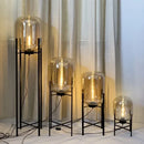 Axyaa Smoke Gray Glass Floor Lamp Industrial Nordic Style for Living Room & Bedroom
