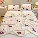 Axyaa Cartoon Bowknot Coral Fleece Blanket: Thick, Warm for Bed, Sofa, Nap