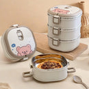 Axyaa Stainless Steel Square Lunch Box with Spoon & Handle, Large Capacity