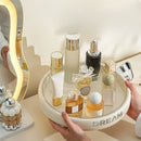 Axyaa 2-in-1 Rotating Cosmetic Organizer: Desktop Skin Care Carousel Display Box for Bedroom