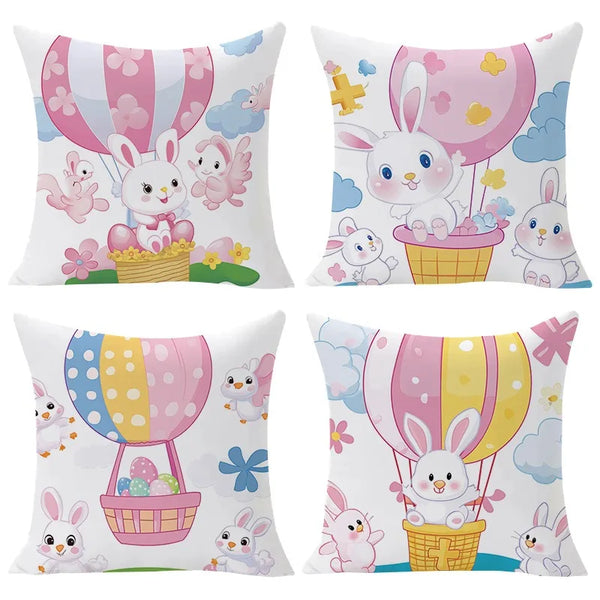 Axyaa Easter Rabbit Pattern Print Pillowcases for Home Decoration