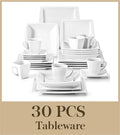 Axyaa White Porcelain Dinner Set for 6/12 Person - 30/60PCS, Cups, Saucers, Plates