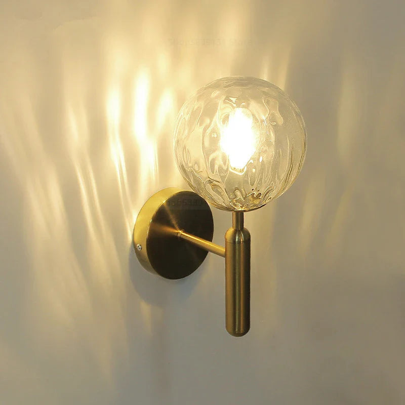 Axya Glass Ball Wall Lamp: Modern Metal Lighting for Home, Living Room, Bedroom, Bar, Aisle