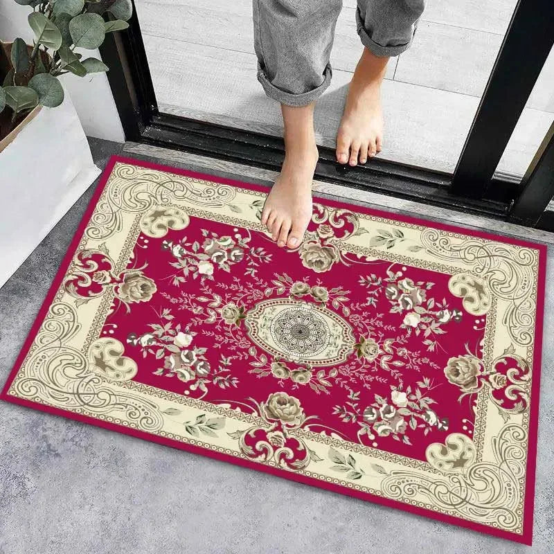 Axyaa Geometric Print Non-Slip Kitchen Rug: Bohemian Ethnic Style, Modern Design