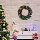 Axyaa Christmas Green Wreath with Pinecones and Berries for Indoor Outdoor Decoration