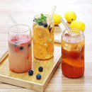 Axyaa 16oz Clear Glass Straw Cup Set with Colorful Lids - Reusable Drinkware for Coffee and Tea