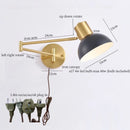 Axyaa Swing Arm LED Wall Light - Iron Art Nordic Minimalism Bedside Lamp