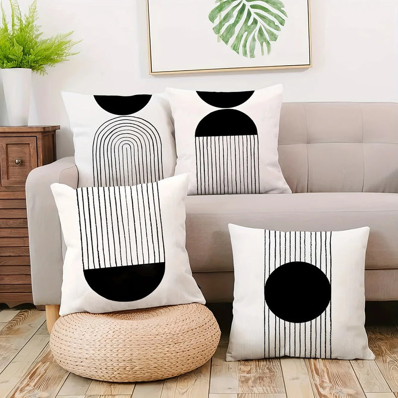 Axyaa Minimalist Round Printed Pillowcase Cover