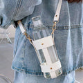 Axyaa 500ml Glass Water Bottle with Time Marker in PU Holder