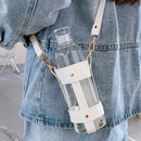 Axyaa 500ml Glass Water Bottle with Time Marker in PU Holder