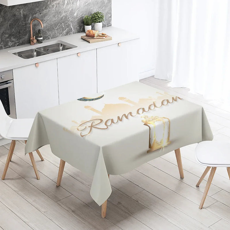 Axyaa Eid Mubarak Mosque Tablecloth: Waterproof, Anti-fouling, Islamic Home Decor