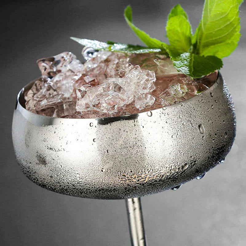 Axyaa Stainless Steel Wide-Mouth Wine Goblet Set for Elegant Parties
