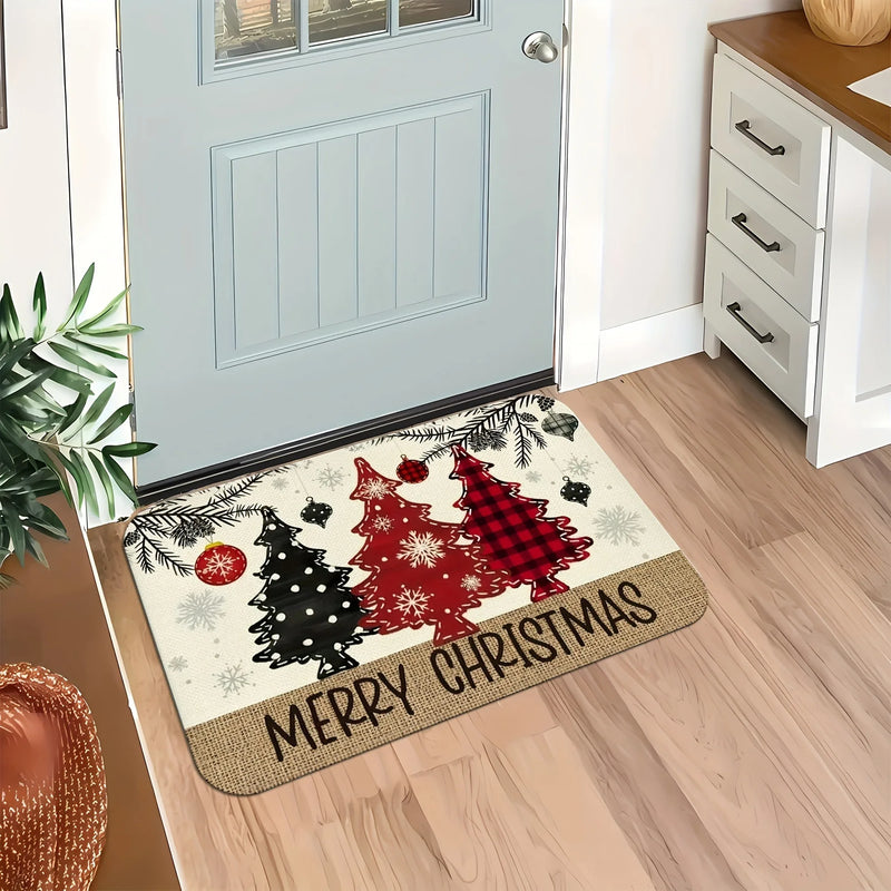 Christmas Tree Printed Non-Slip Floor Mat for Home, Bathroom & Kitchen by Axyaa
