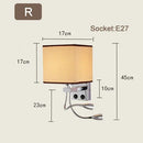 Axyaa Wood Iron LED Wall Lamp with Linen Lampshade for Bedroom and Aisle Lighting