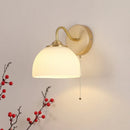Axyaa Modern White Glass LED Wall Sconce with Pull Chain Switch