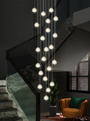 Axyaa Luxury Crystal Spiral Staircase Chandelier for Duplex Loft Living Room