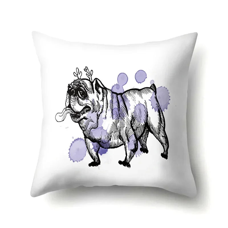 Axyaa Cartoon Animals Plush Cushion Cover 45x45cm Cute Cats and Dogs Pillowcase