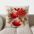 Axyaa Festive Berries & Greenery Pillow Cover for Sofa, Bedroom & Car