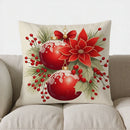 Axyaa Festive Berries & Greenery Pillow Cover for Sofa, Bedroom & Car