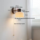 Axyaa Modern Nordic Glass & Wood Wall Lights with Pull Chain Rotation