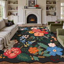 Axyaa Retro Floral Luxury Living Room Carpet - Plush Large Area Rug