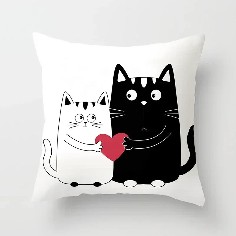 Axyaa Cat Sofa Pillow Cover - Cartoon Style Home Decor Pillowcase