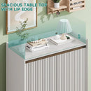 Axyaa White Fluted 5-Tier Shoe Cabinet, Adjustable Shelves, 43.7”H Tall Shoe Storage