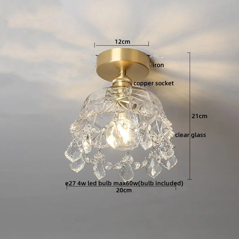 Axyaa Crystal LED Ceiling Lamp Modern Luxury Chandelier for Living Room & Hallway