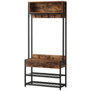 Axyaa Hall Tree Coat Rack Shoe Bench Hutch Industrial Vintage Organizer Entryway