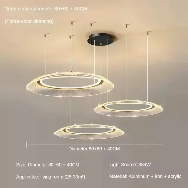 Axyaa Aluminum LED Pendant Lamp: Modern, Simple Design for Living & Dining Rooms
