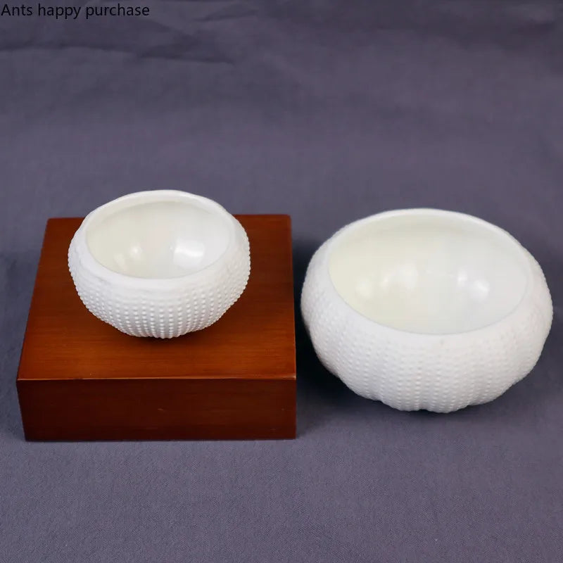 Axya White Ceramic Sea Urchin Dessert Bowl Set for Home Dining