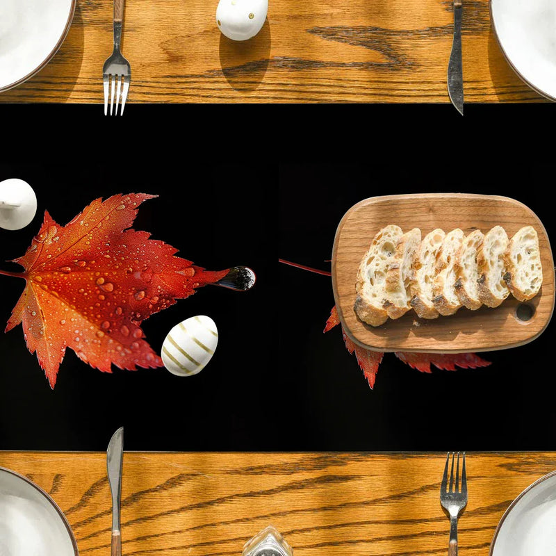 Axyaa Maple Leaf Table Runner for Dining Wedding Holiday Party Decor