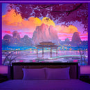 Axyaa Starry Sky Mountain Cherry Blossom Wall Hanging for Aesthetic Bedroom Decor
