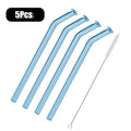 Axyaa Green Glass Drinking Straw Set with Cleaning Brush - 5 Pack